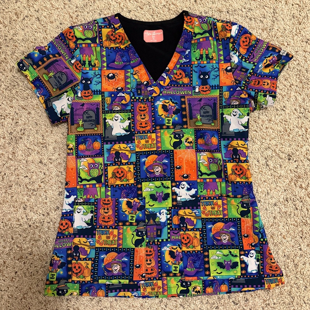 Ava Therese Halloween Scrub Top